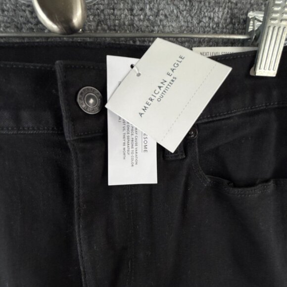NWT American Eagle High Rise Skinny Kick Next Level Stretch Jeans Black 28W (6) - Picture 9 of 16